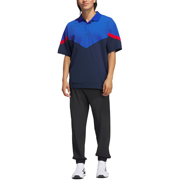 Adidas Ultimate365 Color Block Loose Breathable Comfortable Short Sleeve Polo Shirt Men Polo Shirts Royal-Blue IY5552