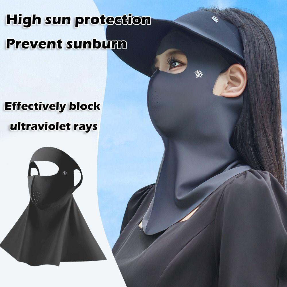 Ice Silk Sun Protection Mask Full Face Sunshade Face Mask New Anti-UV Neck Scarf  Summer