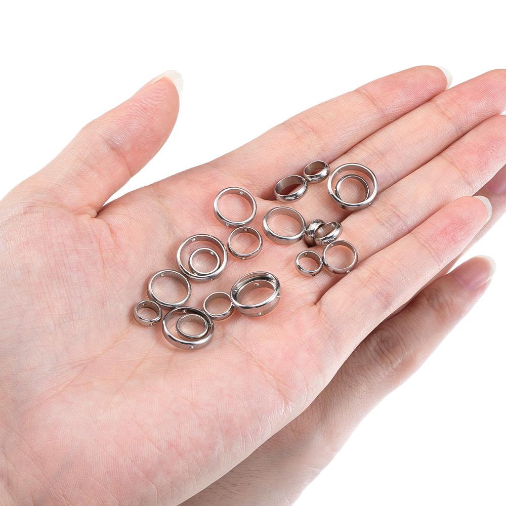 10pcs 5pcs 2 Hole Stainless Steel Round Frame Spacer Beads DIY Necklace Bracelet Earring Circle Connector Pendant Jewelry Making
