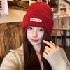Autumn and Winter Knitted Hats for Men and Women English Embroidered Cloth Label Double Layer Dome Warm and Face Friendly Small Woolen Hat