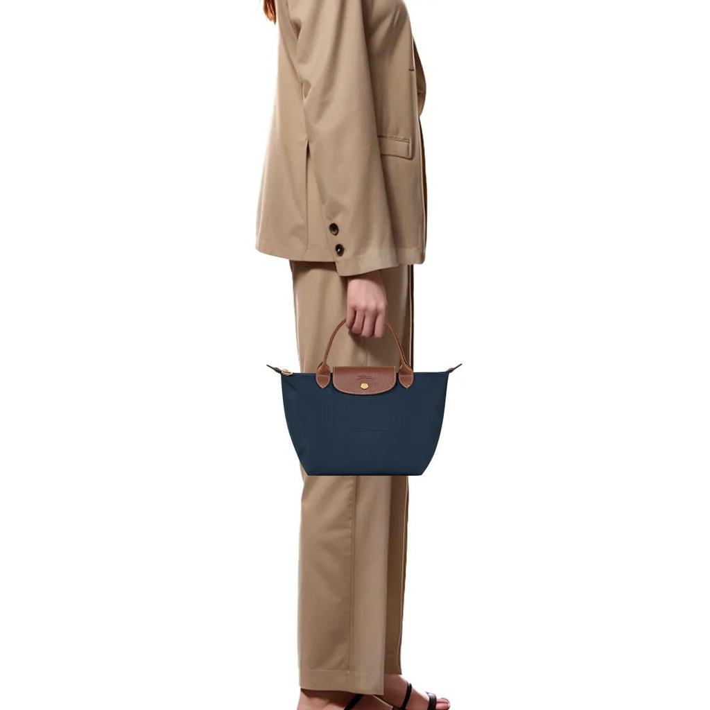 LONGCHAMP Canvas Leather Trim Handbag Small Women's Marine Blue (Unisex) Handbags 1621089P68
