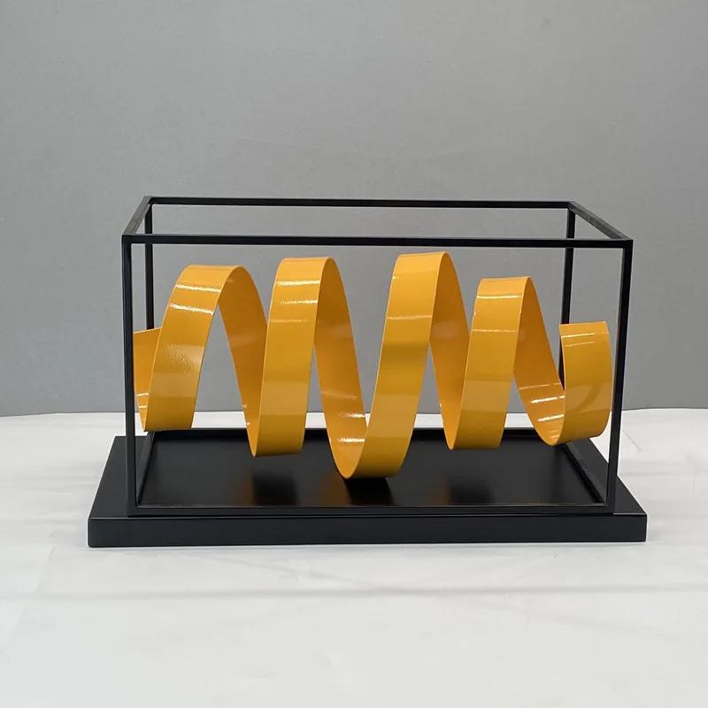 Metal Handicrafts Geometric Hollowed-out Spiral Ornament Three-dimensional Metal Figurine Home Decoration Accessories