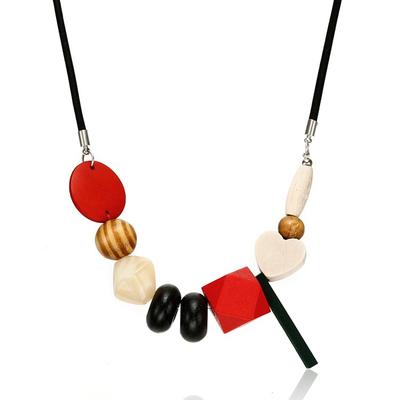 JMXD-Geometric Wood Bead Necklace Women, Color Pendant Items, New Accessories, Fashion Accessories