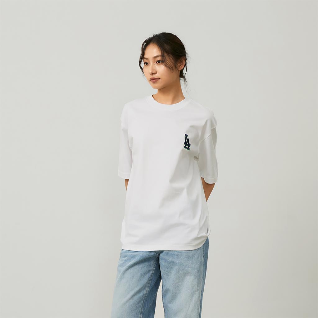 New MLB MONOGRAM Collection Los Angeles Dodgers SS24 T Shirt Unisex Ivory 3ATSM0443-07IVS