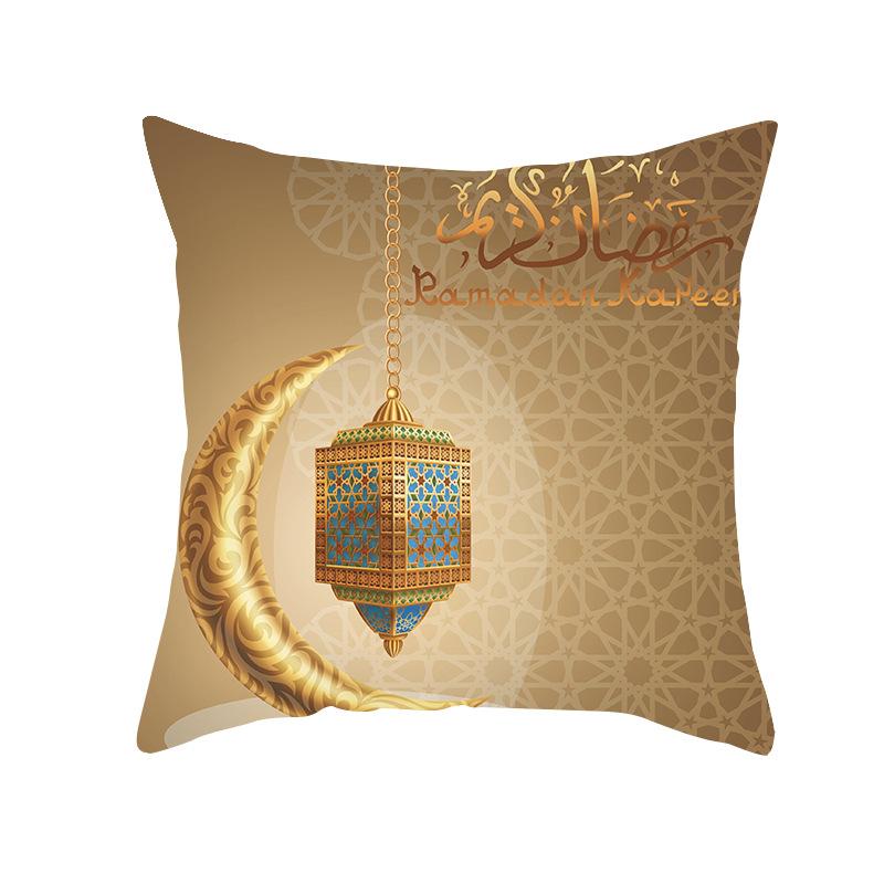 Home Decor Ramadan Kareem Lantern & Crescent Pillow Covers Pattern Cushion Cover Suitable For Sofa Bedroom Car Pillow Cover
