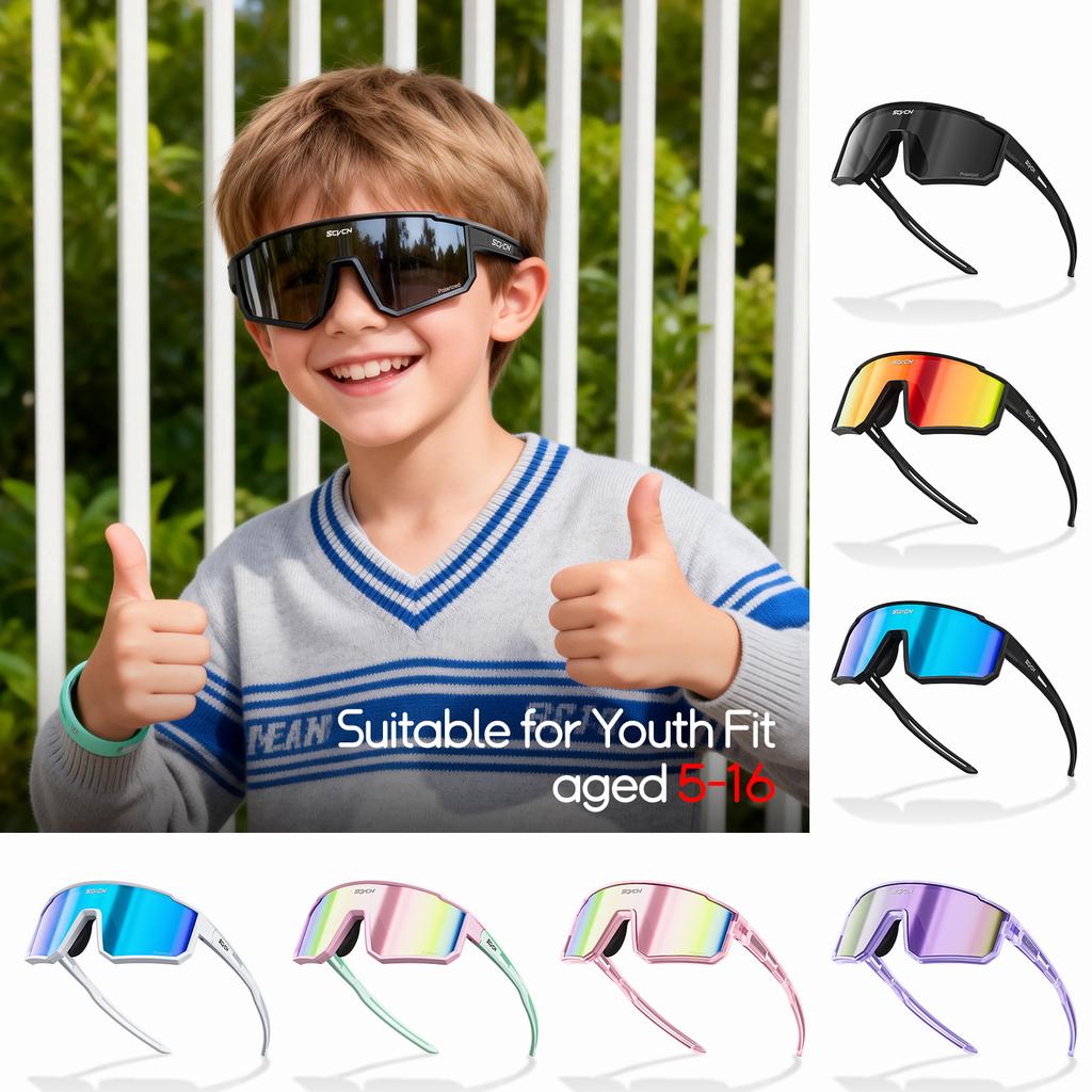 SCVCN 5-16 Years Children Photochromic Cycling Glasses Outdoor Sports Sunglasses Kids MTB Bikes Eyewear Boys Girls UV400 Goggles