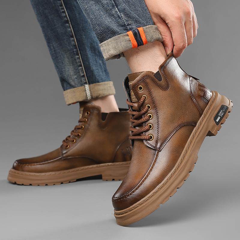 Ghete de lux pentru bărbați, pantofi clasici din piele, pantofi de exterior pentru bărbați, pantofi casual pentru bărbați, cizme la gleznă, nou-veniți, adidași cu dantelă