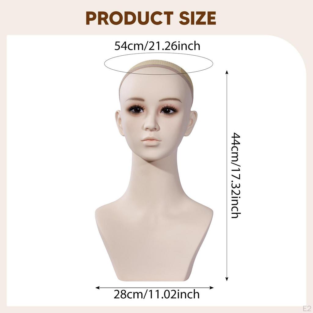Buste de tête de mannequin féminin avec trou d'oreille Support de mannequin d'épaule pour chaîne de pendentif