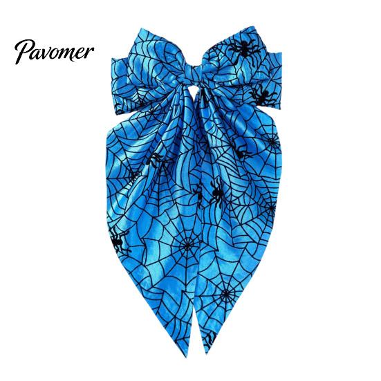 Fashionable Hair Bows for Dates Halloween Bow Clip Women Girls, Spider Web Barrettes Satin Ribbon Clips, Large Bowknot Accessories Cosplay Party