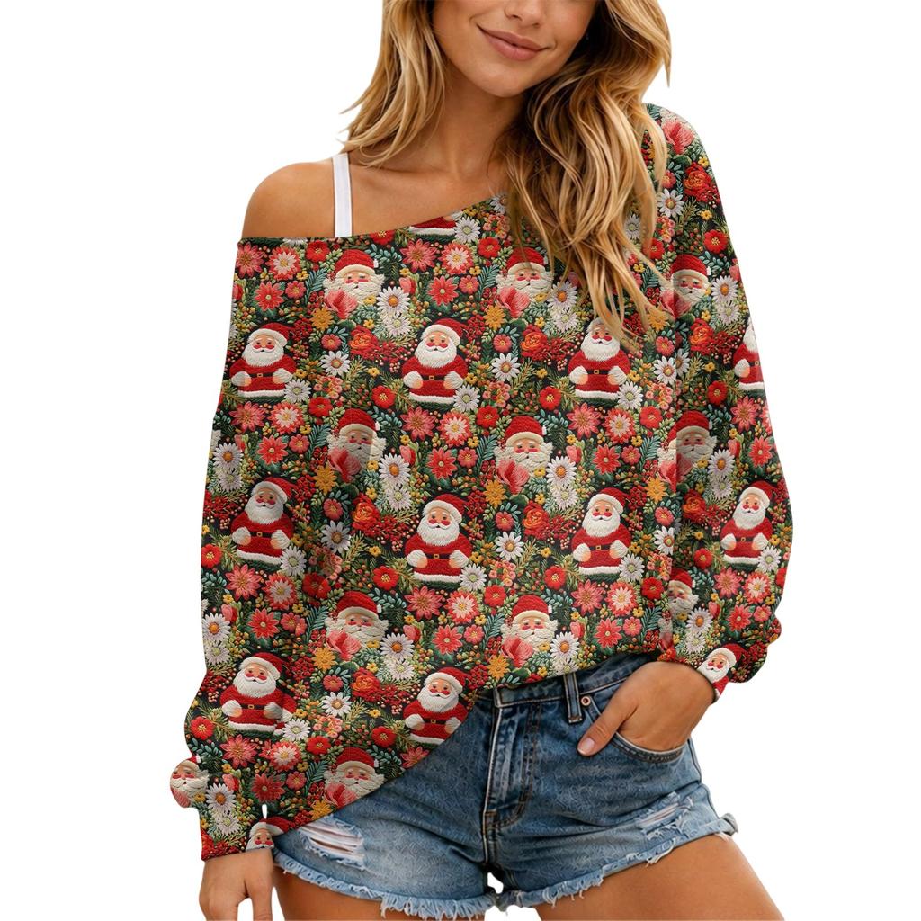 Women's Christmas Long Sleeve Top, Casual Loose Fit Comfortable Holiday Shirt