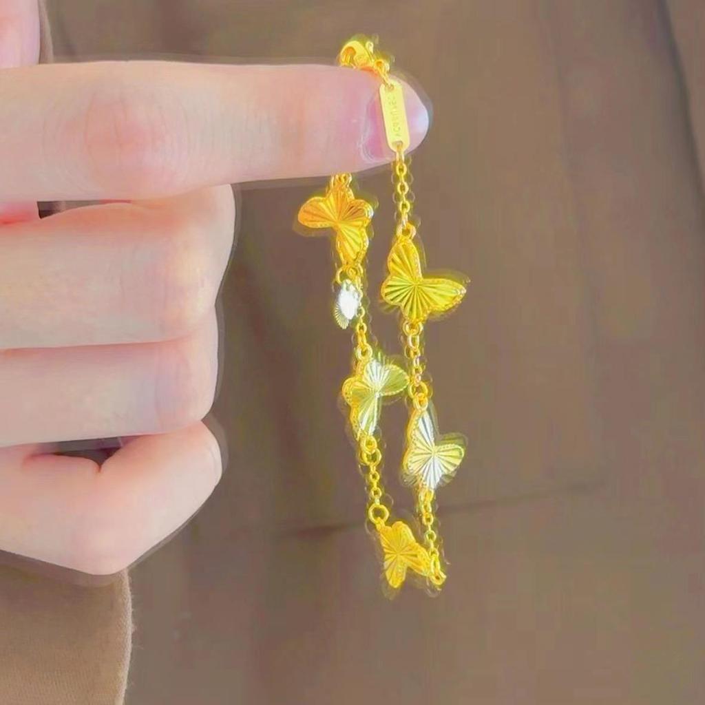 24K Gold Plated Flashing Laser Butterfly Bangle: Elegant, Fashionable, and Versatile Women's Bracelet