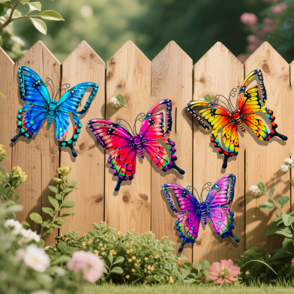 Set di 4 Pezzi di Decorazioni Murali Decorative in Metallo Colorato
