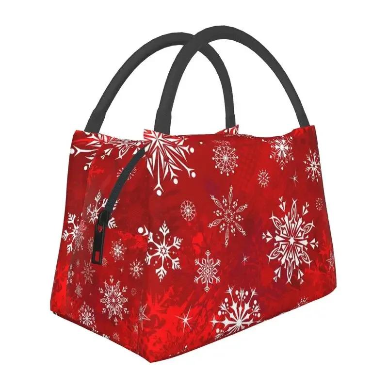 Merry Christmas Snowman Pattern Insulated Lunch Bags for Women Snowflakes Pattern Portable Thermal Cooler Bento Box Work Travel