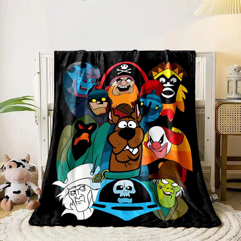 

A cartoonish dog surrounded by various colorful villainous characters. for all seasons blanket lunch break throw gift 80cm x 120cm