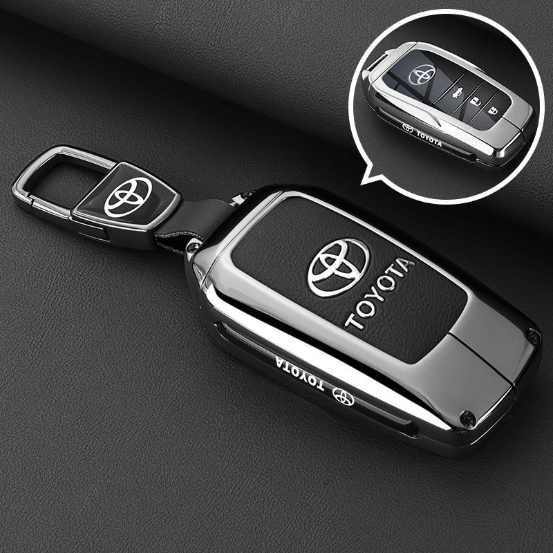 Leather Zinc Alloy Car Key Case for Toyota Corolla Hybrid 2021 Rav4 Land Cruiser Prado Camry Highlander Prius C-HR 2018+