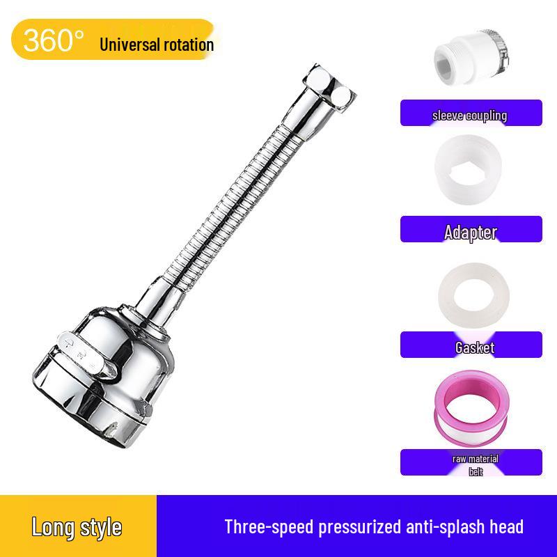 Universal Rotating Kitchen Faucet Extender with Water Saver and Anti-Splash Aerator