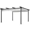 Gazebo Pergola 4x4 M with Retractable Canopy, 8 Screws and 8 Stakes In Aluminum, Polyester and Metal, White