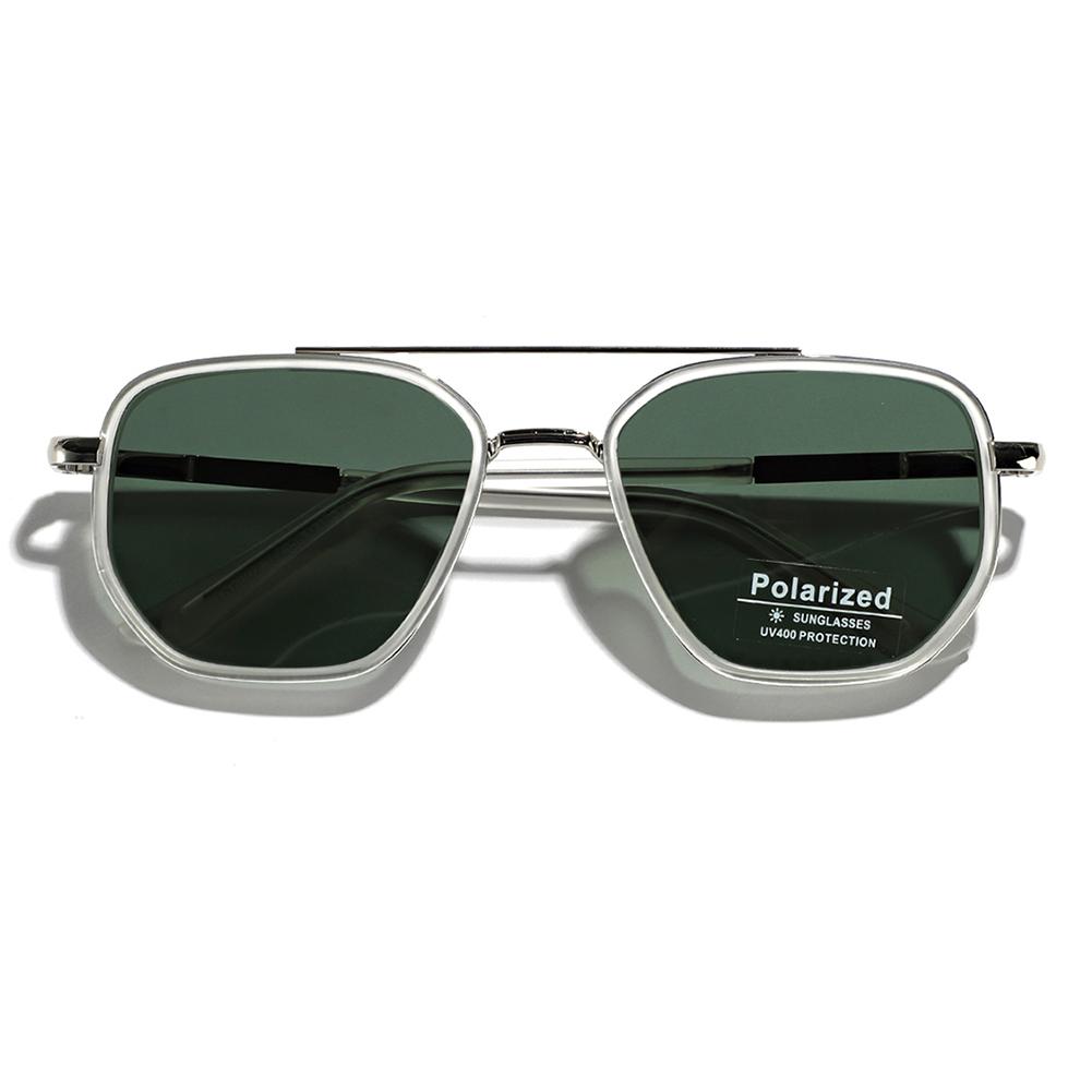 Peekaboo TR90 Polarized Sunglasses Men Retro Style Metal Square Sun Glasses for Women Double Bridge Driving Green Black Uv400
