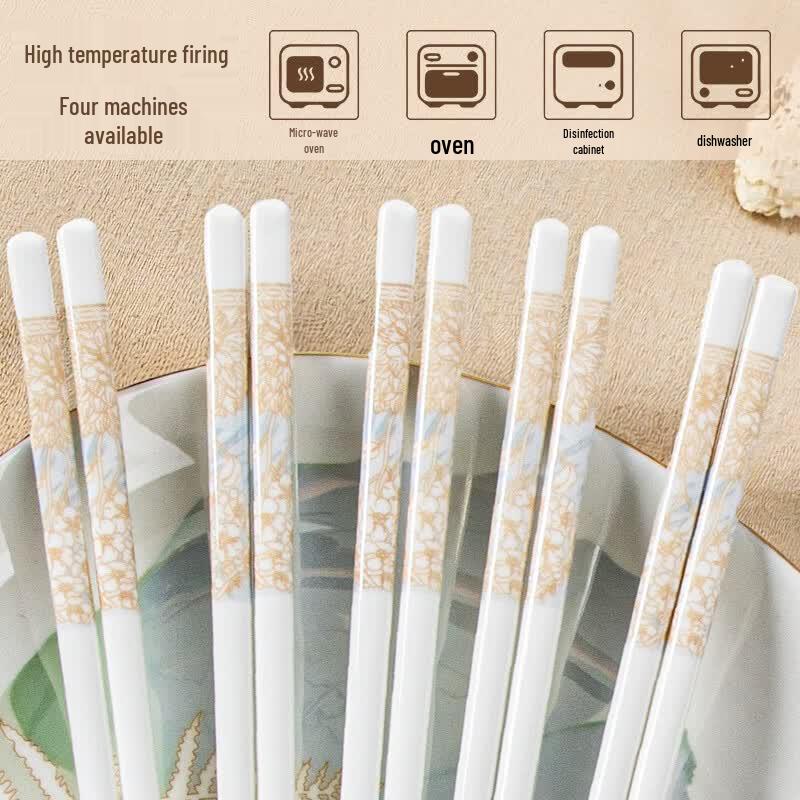 HuaQingGe Time Walk Ceramic Chopsticks 5-Pair Gift Set
