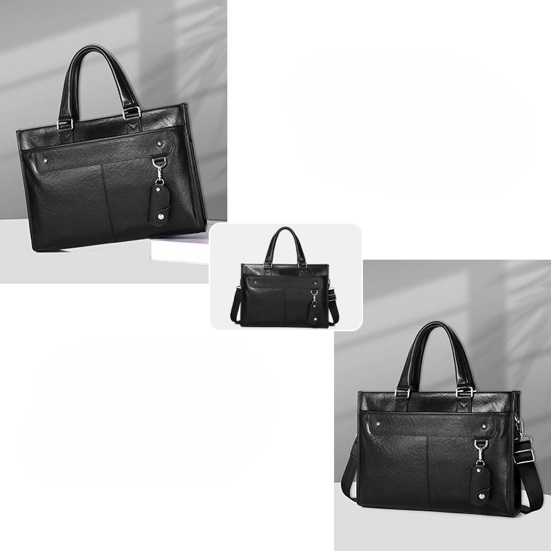 Genuine Leather Briefcase Men's Bag High-end Head Computer Bag Waterproof Handbag