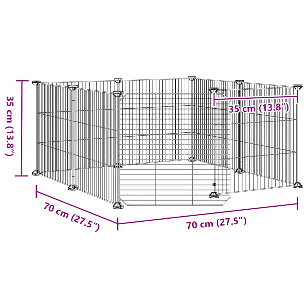 Vidaxl Gabbia per Animali con Cancello, 8 Pannelli, Nera, 35x35 cm, Acciaio