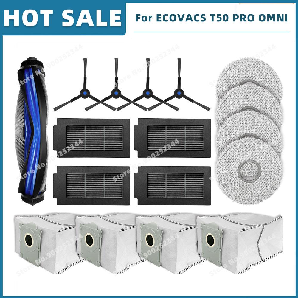 Compatible For ( ECOVACS T50 OMNI / T50 PRO OMNI ) Replacement Parts Accessories Main Side Brush Hepa Filter Mop Cloth Dust Bag