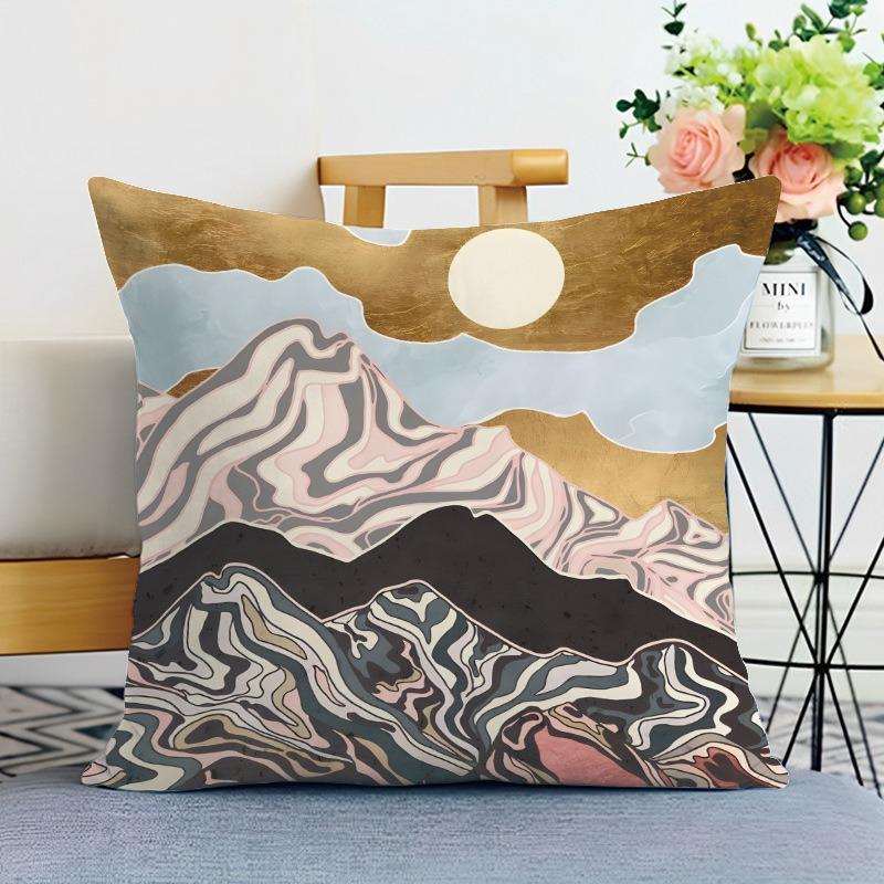 Simple Mountain Print Decorative Pillowcase Bedroom Living Room Square Cushion Pillowcase