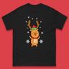 Christmas Mens T Shirt Womens Tops Tees Christmas Reindeer with Santa Hat Top
