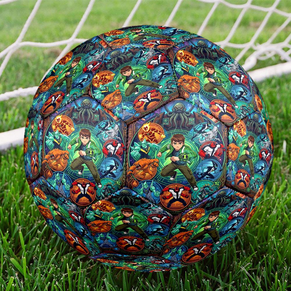 Ben 10 Cartoon Print Size 5 Soccer Ball, Standard Match Football for Sports Game and Team Practice, Ideal Gift for Soccer Fans