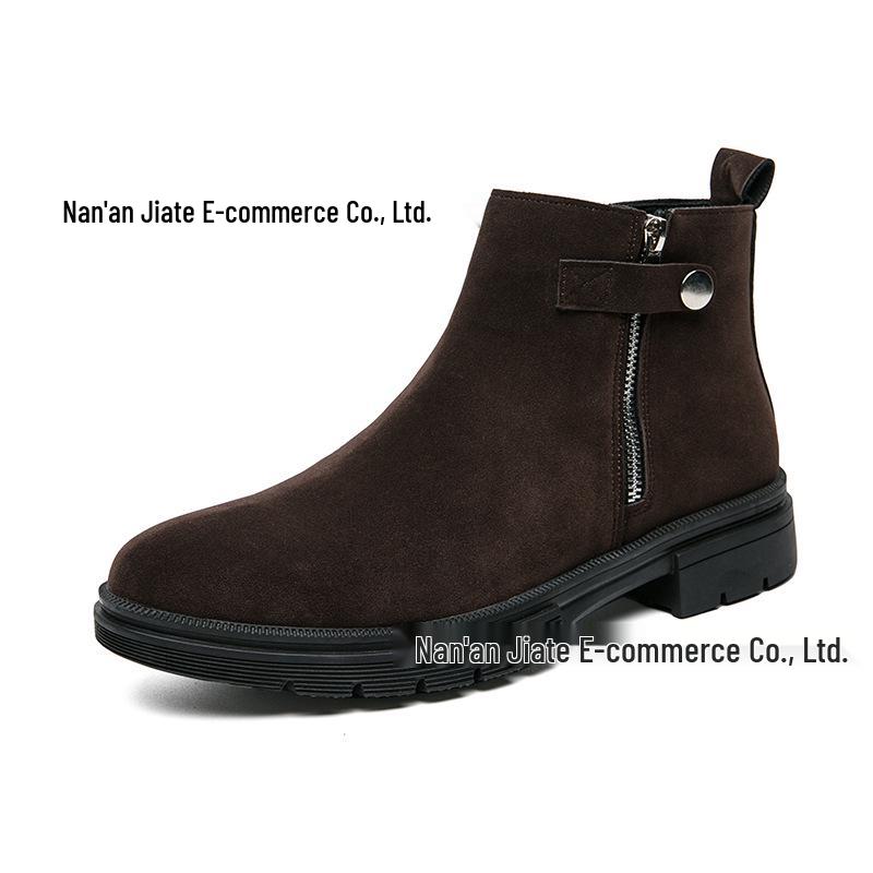 

Мужские ботильоны из замшевой кожи большого размера в британском стиле на молнии, с острым носком и высоким голенищем - для формального и повседневного ношения 41 коричневый