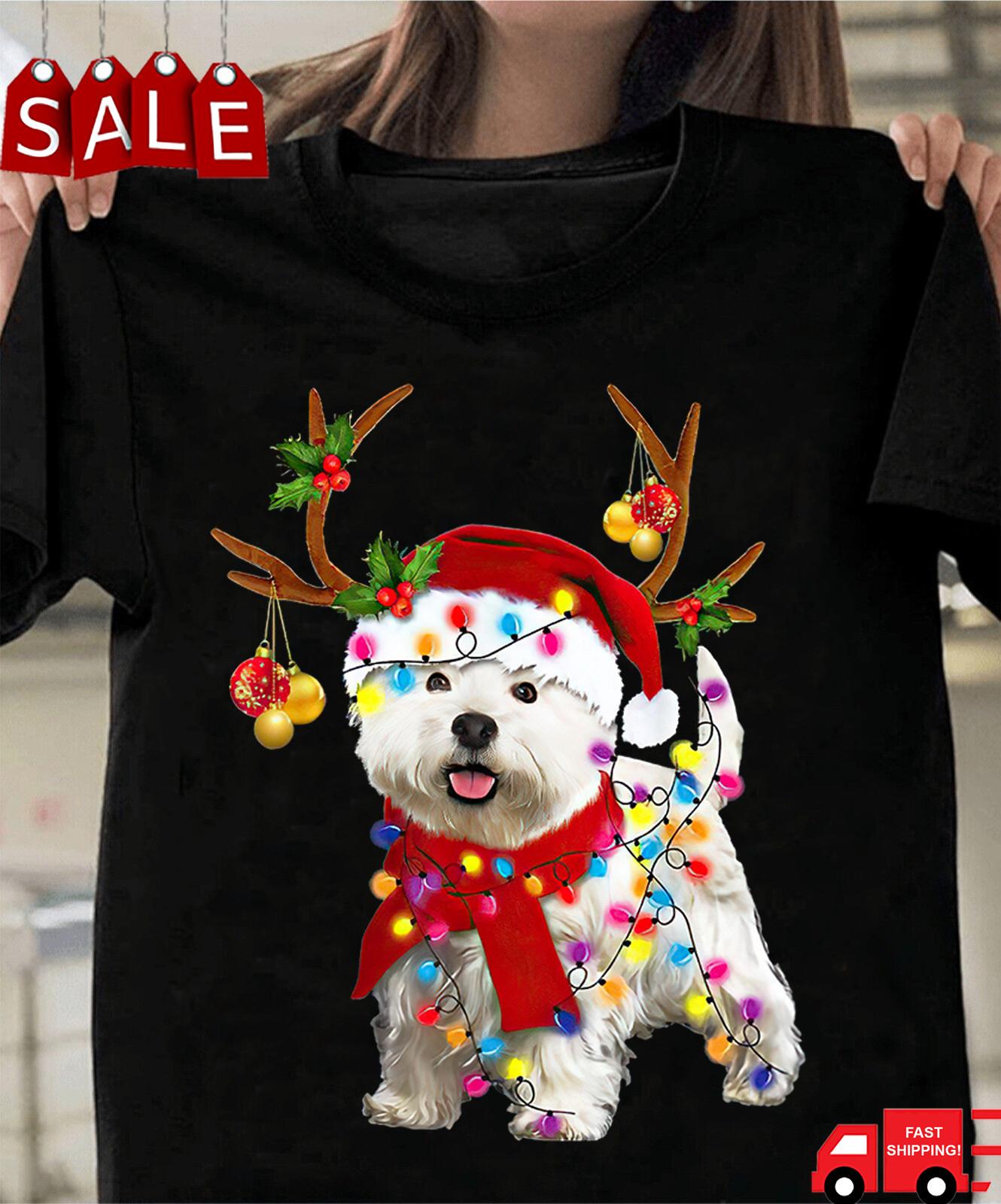 Santa Westie Dog Christmas Gift For Family All Size S to 5XL T-SHIRT XXXXL