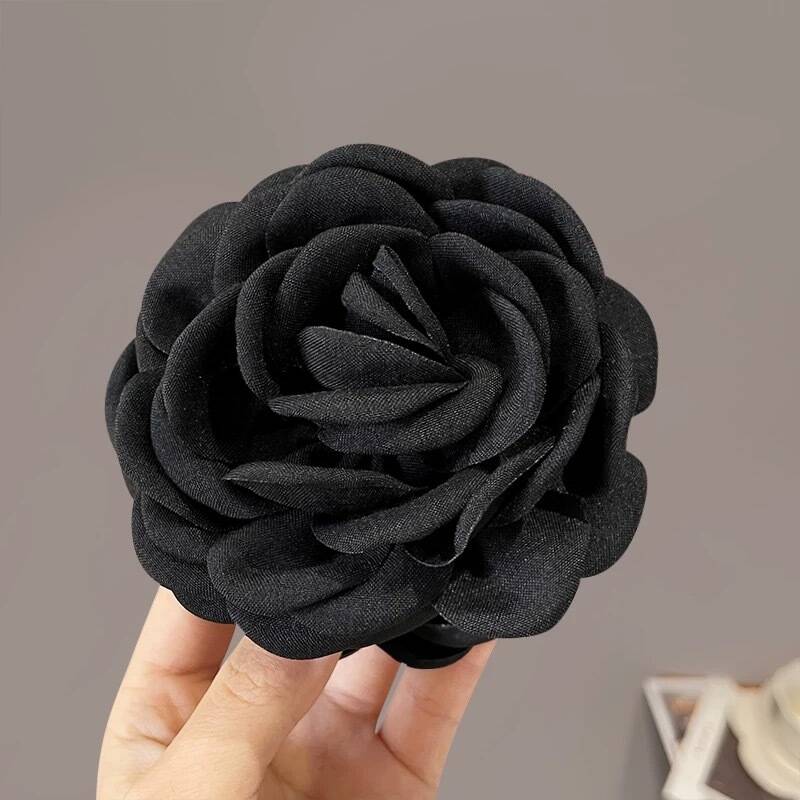 Korean Fabric Rose Flower Hair Claw Clip Women Girls Fashion Barrettes Plastic Hair Grab Clamp Headwear Hair Accessories