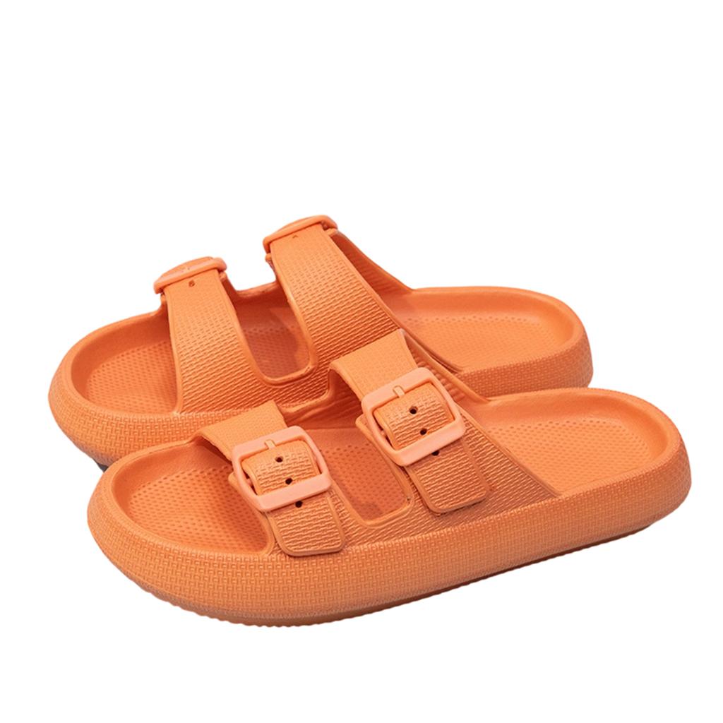 Summer Thick Sole Home Slippers Double Strap Buckle Adjustable Slide Sandals Lightweight Comfortable Casual Footwear for Men Women