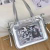 JIAERDI Harajuku Sweet Cute Bow Tote Bag Women Square Large Capacity Transparent Shoulder Bag Ladies Everyday Anime Ita Bag 2025