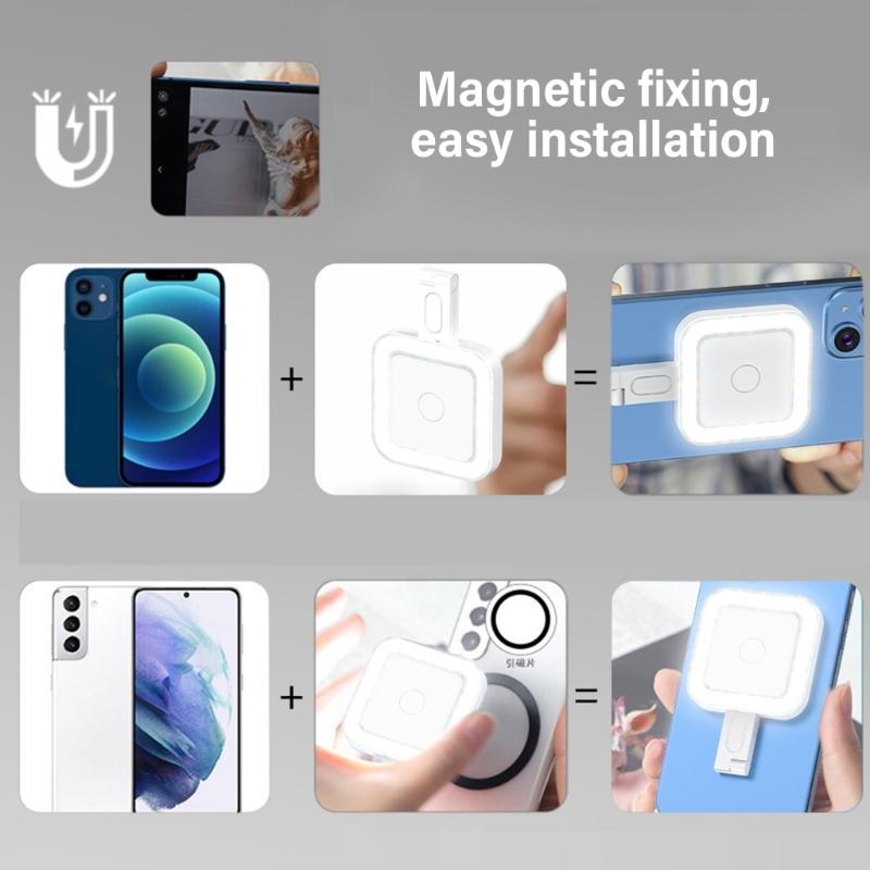 Wiederaufladbares LED-Fülllicht Magnetische Befestigung Für Handy-Content-Ersteller Make-up Einstellbare Temperatur Faltbar