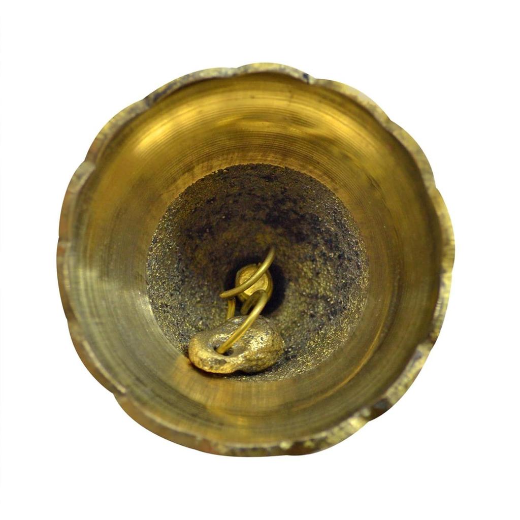 Craftvatika Brass Hand Bell for Pooja Ghanti for Mandir, Peacock Design Hand Bell Ghanti, Pooja Decoration Items, Home and Office Temple