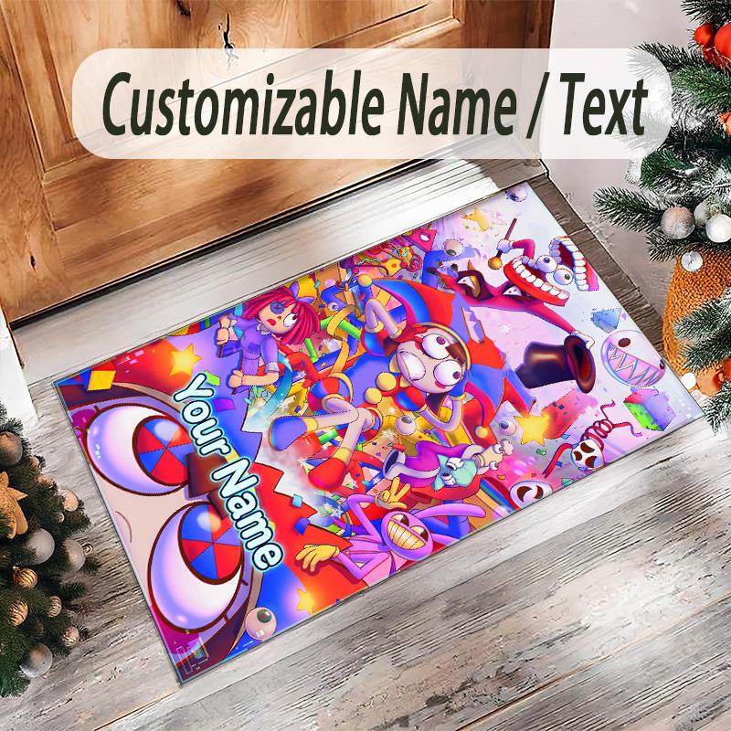 Personalized Crystal Velvet Carpet Custom Name Text,The Amazing Digital Circus Anti Slip Area Rug For Home Decoration