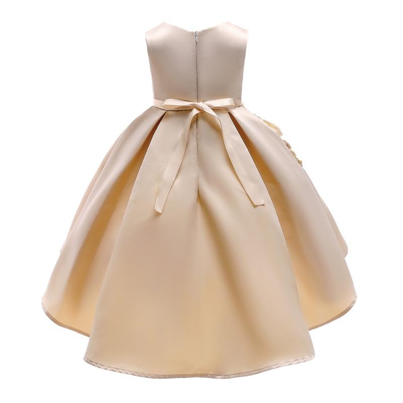 Little Girl Red Sleeveless Pleated Embroidered Princess Dress