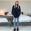 Tassel Patchwork Printed Cardigan Women Geometric Patterns Belts V-neck Long Sleeve Knitted Street Lady Sweater 2026 Autumn Coat