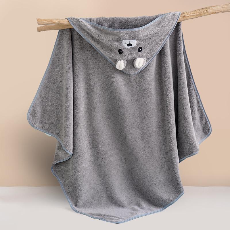 Cloak Coral Fleece Baby Bath Towel: Absorbent Hooded Poncho & Swaddling Blanket, Super Soft for Children