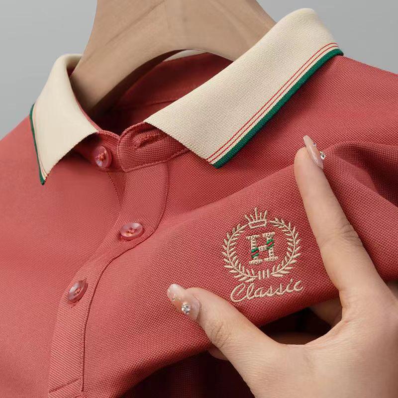 

Мужская летняя рубашка поло 2024 года в стиле легкой роскоши - Короткий рукав, отложной воротник, модная футболка в деловом повседневном стиле XL