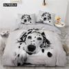 Lovely Animal 3D Bedding Sets White Duvet Quilt Cover Set Comforter Bed Linen Pillowcase King Queen 200*220cm Size Dogs Pets Dog