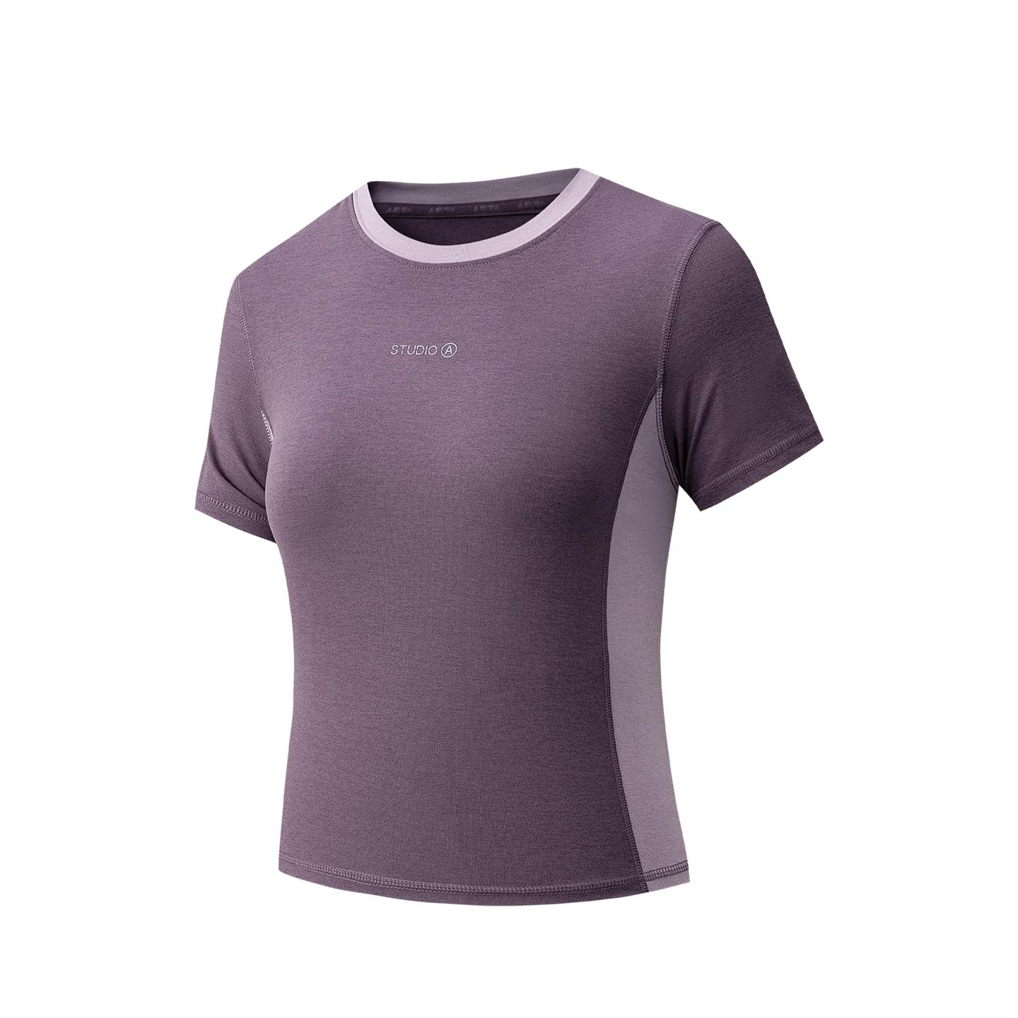 Anta Skateboard Culture Life Series Short Sleeve Knit Top Summer T-Shirt Women tops Dust-Purple 162628121-2 S