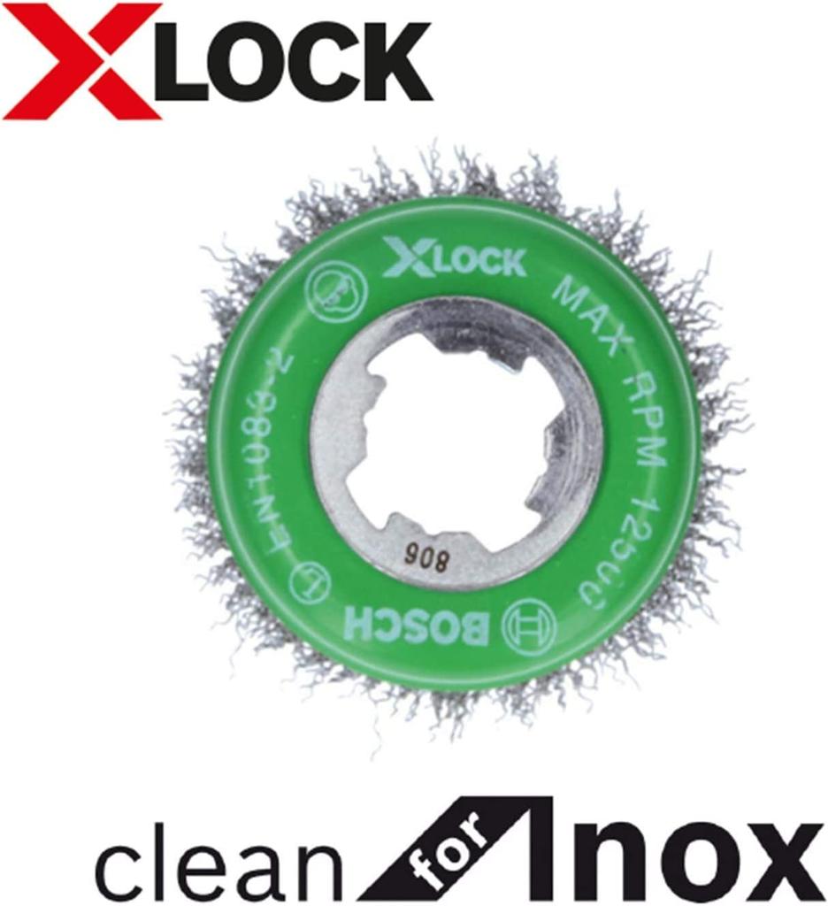 BOSCH Cup Wire Brush 75mm Straight Stainless 1 2608620728 X-LOCK (Cup Shape, Diameter, 0.3mm Steel, Brush) [Used]