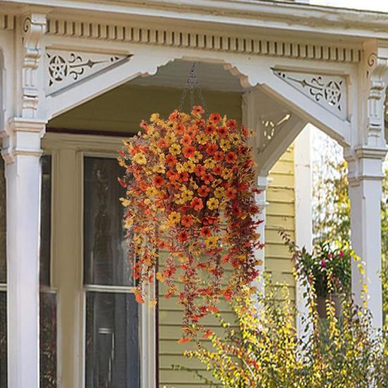 Konstgjord Hängande Violett Dekoration Realistisk UV-beständig Falsk Blomranka Inomhus Utomhus Trädgård Veranda Uteplats Hängande Fuskblommor Rattan Dekor