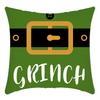 Grinch Linen Throw Pillowcase Holiday Sofa Office Cushion Pillowcase Green Furry Christmas Pillowcase