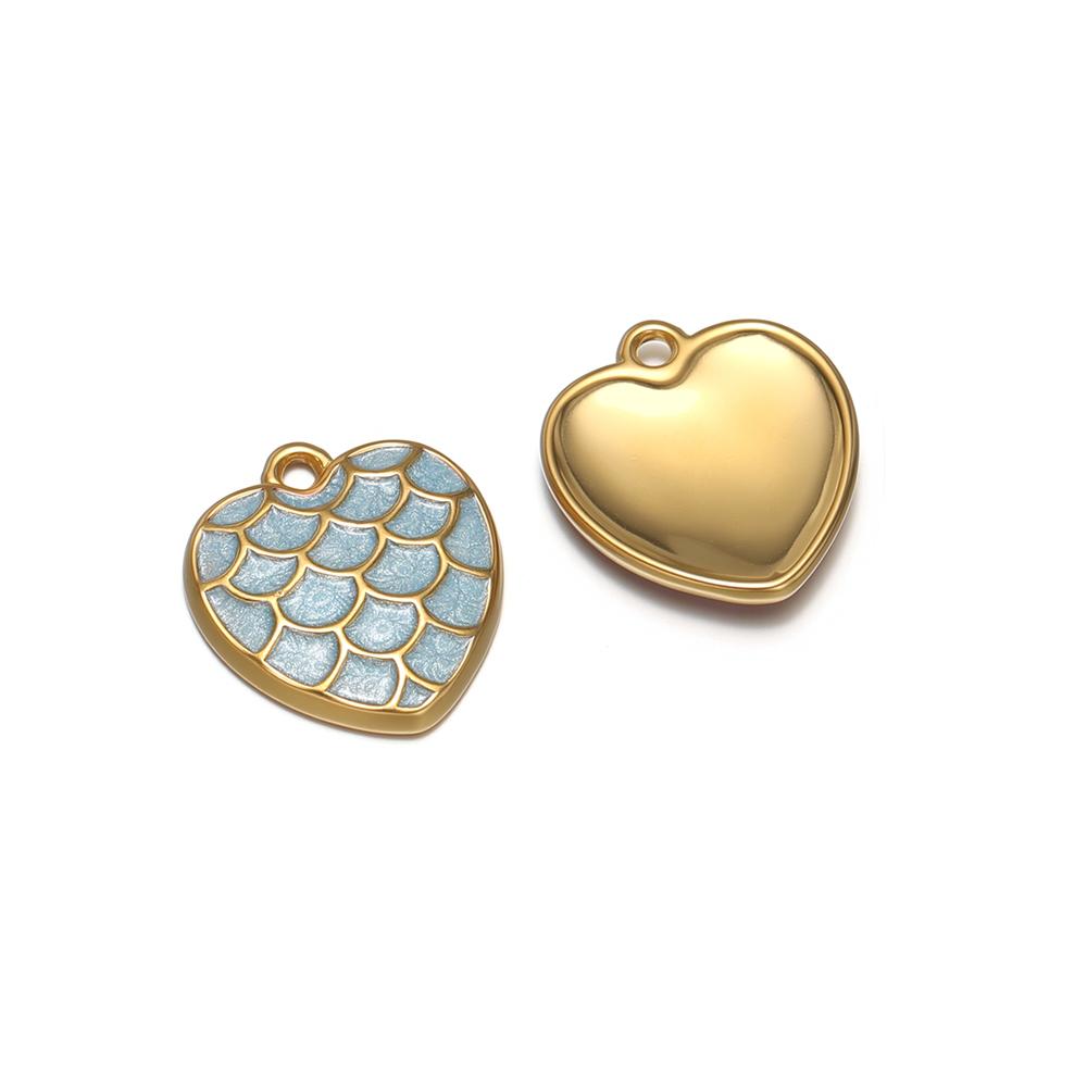 

5pcs Stainless Steel Enamel Heart Charms Fish Scales Pendant for DIY Jewelry Findings Necklace Earrings Making Bracelet Supplies