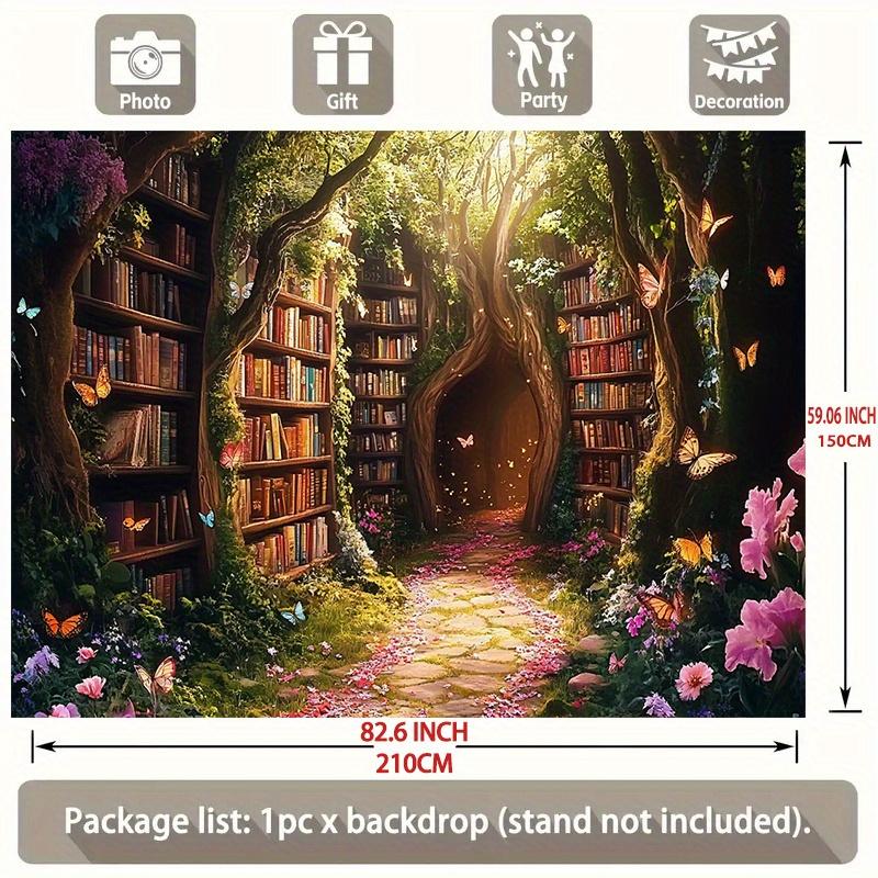 1 Piece of Polyester Background from the Magic Forest Library - Vibrant Wall Decoration Fantasy Decoration and Book Decoration