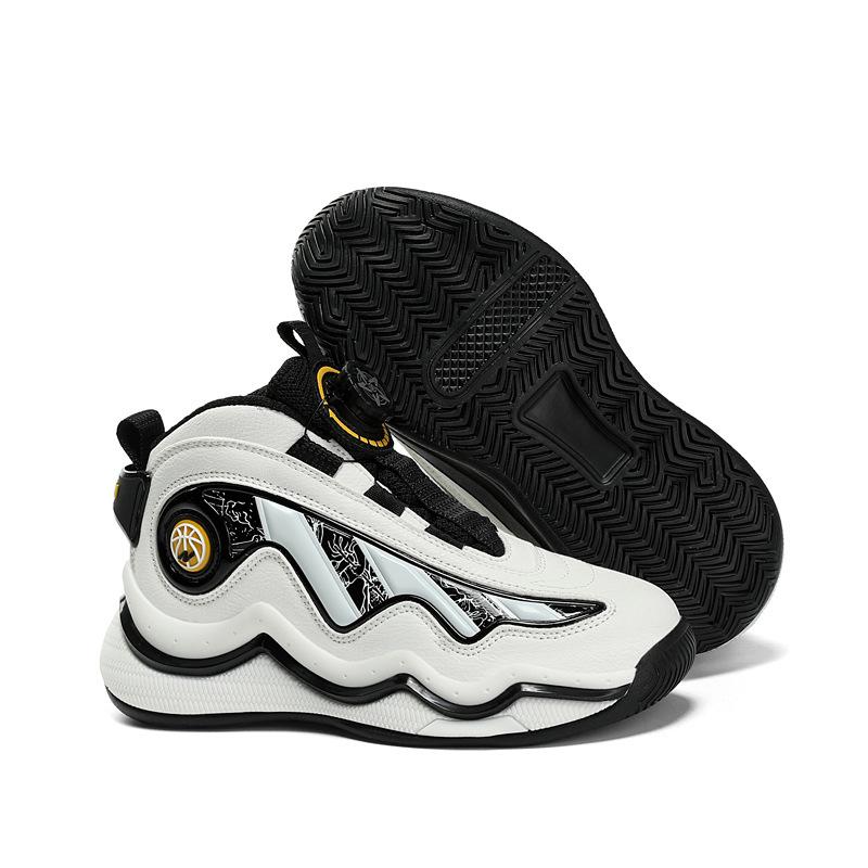 

Boys high-top basketball shoes, children s rotating button classmates, middle-aged and older children s lightweight non-slip sports shoes, autumn leat 39 белый