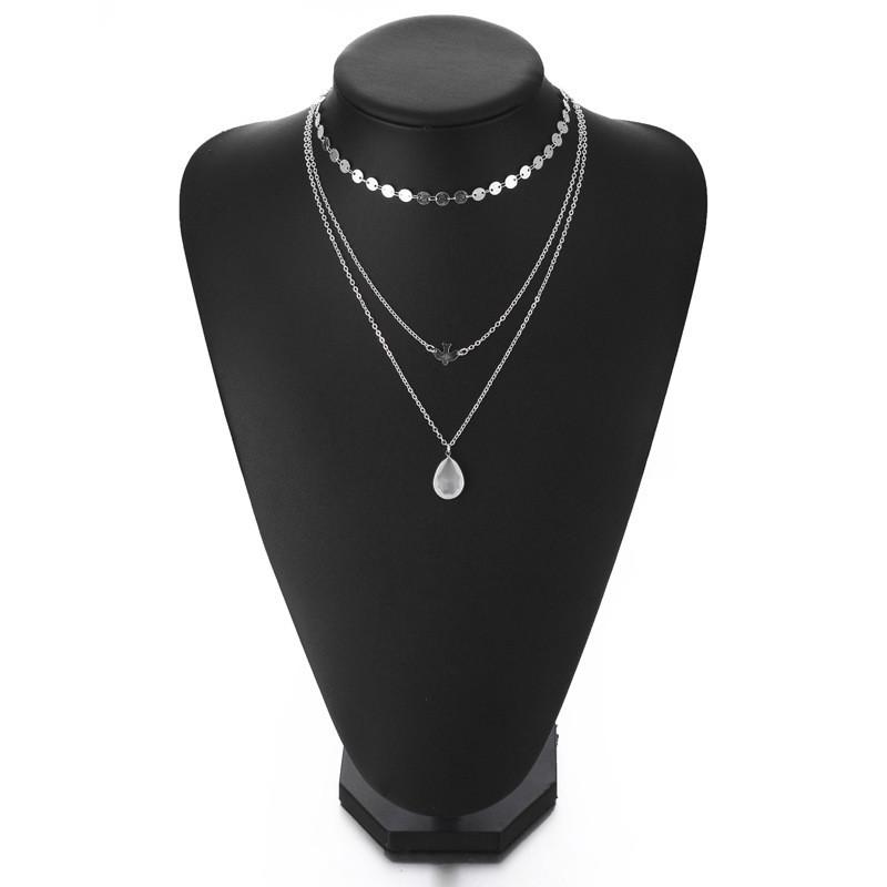 

Unique Alloy Necklace For Women With Multilayer Design And Beautiful Chain Elements срібний